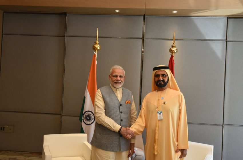  Sheikh Mohammed Bin Rashid Al Maktoum Vice President and Prime Minister of the UAE, and ruler of the Emirates of Dubai with Prime Minister of INDIA Shri Narendra Modi.